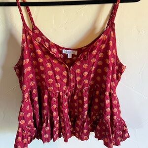 Patrons of Peace by Anthropologie Red Floral boho Camisole
